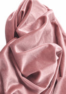Dusky Pink Plain Velvet Fabric Premium Spandex 2-Way Stretch Dyed 58" Wide Crafting Per Metre
