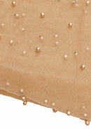 Gold 60" Net Fashion Studded Pearl Beaded Bridal Fabric Decoration/craft/dress/scarf