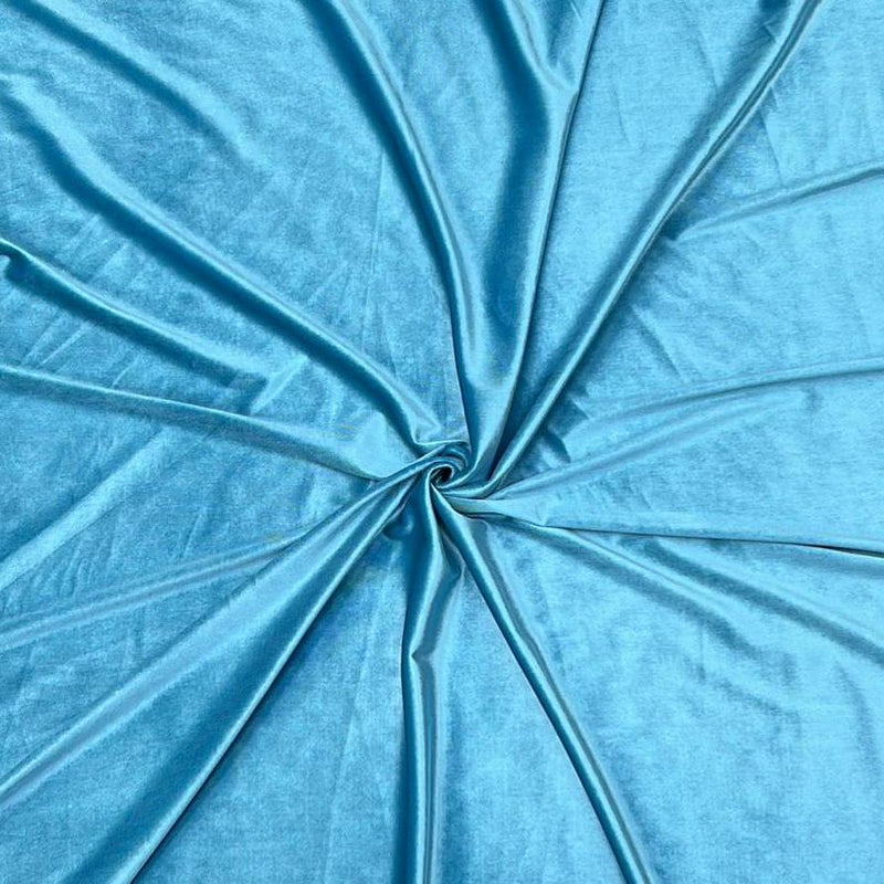 Turquoise  Plain Velvet Fabric Premium Spandex 2-Way Stretch Dyed 58" Wide Crafting Per Metre