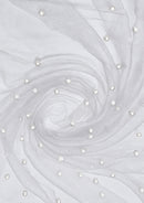 60" Net Fashion Studded Pearl Beaded Bridal Fabric Decoration/craft/dress/scarf