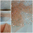 Heavy Beaded Lace Fabric|Beaded Pearlised Lace on Tulle| Bridal Lace 150 cm Wide| In 10 Gorgeous Colours