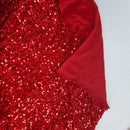 Sequin on Stretch Velvet With Luxury Sequins all Over 5mm Shining Sequin 2-way Stretch 60” Wide