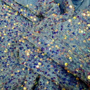 Iridescent Multi-Colour Sequin on Stretch Velvet With Luxury Sequins all Over 5mm Shining Sequin 2-way Stretch 60” Wide
