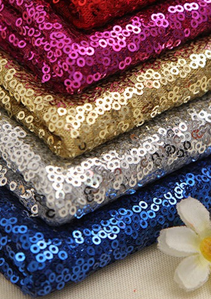 Sequins 3mm Allover Embroidered Fabric on Tulle/Net Material for Decor, Sewing, Dress, Tablecloths & Craft | 52" - 132cms Usable Width