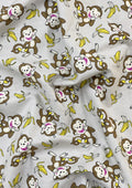 Monkeys Cotton Printed Fabric 45" Wide 100% Craft Poplin Quilting Dressing Material D#125 - Silver/Brown