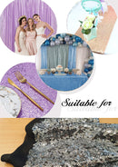 3mm Sequins Fabric Black Silver Allover Embroidered Fabric on Tulle/Net Material for Decor, Sewing, Dress, Tablecloths & Craft | 52" - 132cms Usable Width | Sold by The Metre