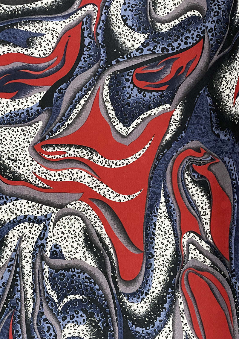 Red Abstract Animal Print Jersey Fabric Designer Soft Touch 60" Width SS19 Fashion Dressing Stretch Material D