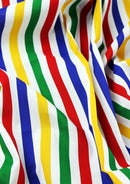 Multicoloured Stripes Polycotton Print Fabric Rainbow Horizontal Lines 45" D