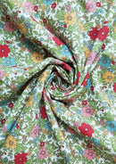 Floral 100% Cotton Printed Fabric Poplin Spring Garden 45" Width Rose & Hubble Branded D