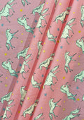 Unicorn Cotton Print Fabric Stars & dots 45" Wide Rose & Hubble Branded 100% Cotton Poplin Kids Crafts Dressing D#27 - Pink