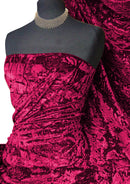 Fuchsia Pink Premium Spun Ice Crush Effect Velvet 2 Way Spandex 60" Craft, Dress & Decoration