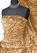 Gold Premium Spun Ice Crush Effect Velvet 2 Way Spandex 60" Craft, Dress & Decoration