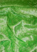 Neon Green Premium Crushed Velvet 1 Way Stretch Fabric Dress Craft Wedding Cushion 60" - 150cm Wide Per Metre