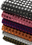 Wine 6mm American Knit Nylon Blend Colour Sequins Fabric 45" Wide Dress Decor & Craft