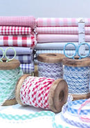 Large Check 1/4" Navy Blue 45" Wide Gingham Polycotton Fabric Check Material Dress Crafts Uniform