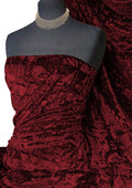 Maroon Premium Spun Ice Crush Effect Velvet 2 Way Spandex 60" Craft, Dress & Decoration