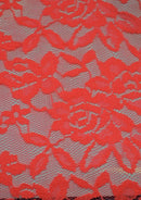 Lace Stretch Dress Material In A Rose Floral Pattern Flo Clrs Nylon Spandex 60"