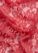 Rasberry Lace Stretch Dress Material In A Rose Floral Pattern Flo Clrs Nylon Spandex 60"