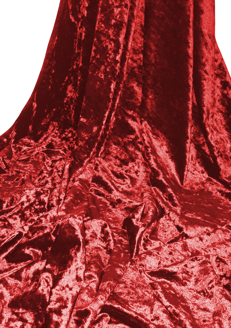 Red Velvet Crush Effect 58" Width Luxury Velvet Dress/Costume/Decor - Metre