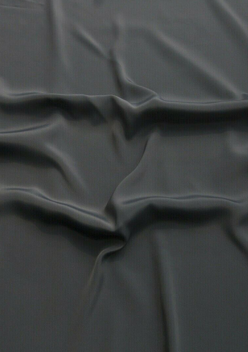 Crepe De Chine Dress Fabric Steel Grey Silky Plain Dyed Oeko-tex 44/45" Wide Craft