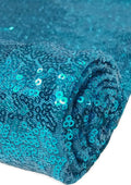 Turquoise Sequins 3mm Allover Embroidered Fabric on Tulle/Net Material for Decor, Sewing, Dress, Tablecloths & Craft | 52" - 132cms Usable Width | Sold by The Metre