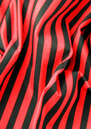 Red Black Broad Stripes Polycotton Printed Fabric Horizontal 11mm Stripes 45" Craft D