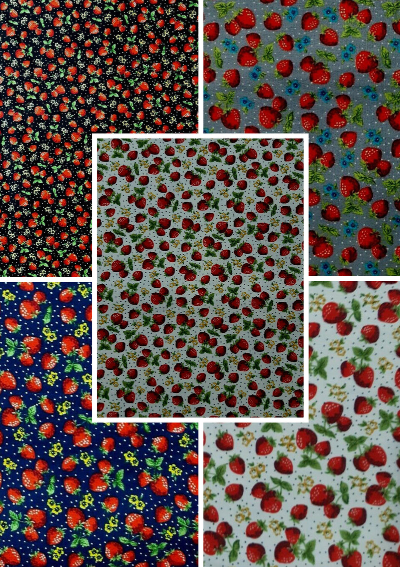 Strawberries + Dots 100% 45"Craft Cotton Poplin Print D