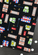 London Theme Cotton Printed Fabric 45" Wide Craft Poplin Quilting Dressing D