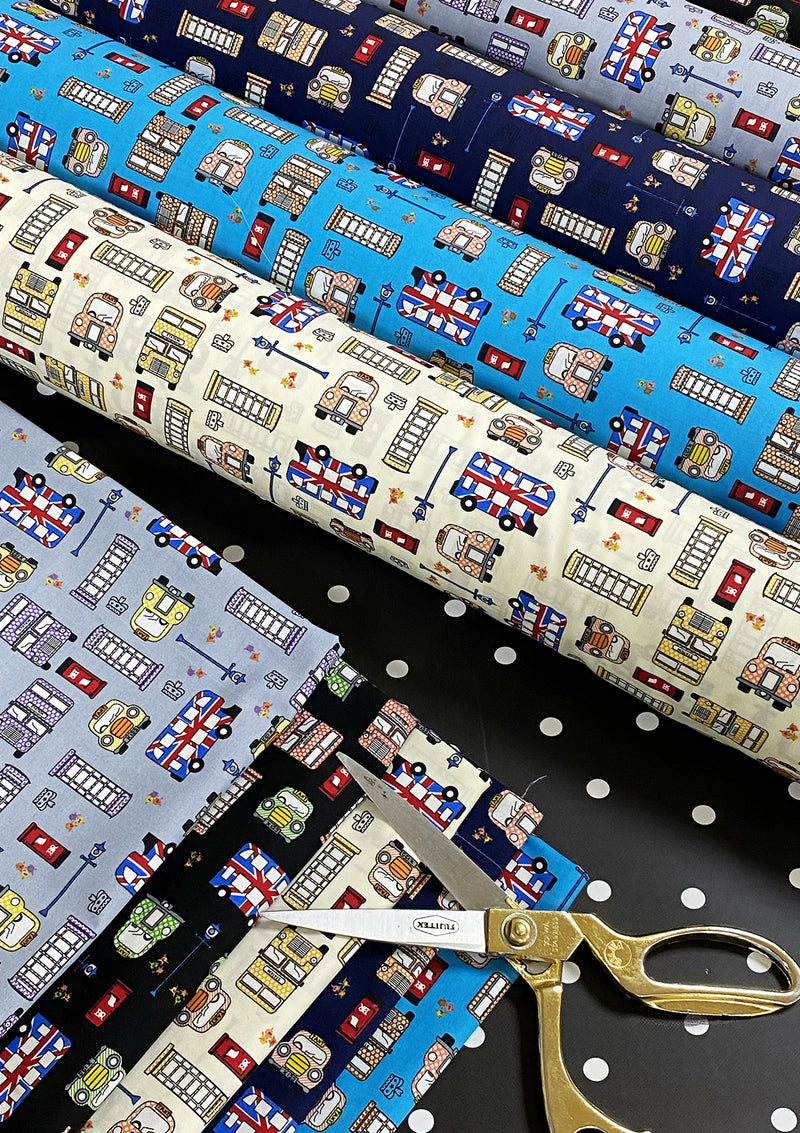 London Theme Cotton Printed Fabric 45" Wide Craft Poplin Quilting Dressing D