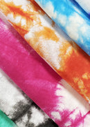 Tie Dye Print Jersey Fabric Viscose Elastane 2-Way Stretch 63" Wide Fashion Dressing - Blue