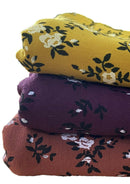 Floral Jersey Fabric Viscose Elastane 2-Way Stretch 61" Lacquer Foil - Rust