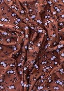 Floral Jersey Fabric Viscose Elastane 2-Way Stretch 61" Lacquer Foil - Rust