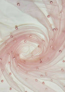 60" Net Fashion Studded Pearl Beaded Bridal Fabric Decoration/craft/dress/scarf