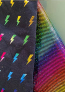 Rainbow Metallic Foil Jersey Fabric Stretch Disco Shiny 56" Dress Dance Costume Fashion