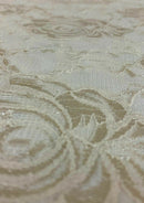 Floral Rose Lace Fabric 60" Wide Stretch Elegant Drape Bridal Dress Fashion