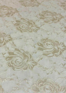 Floral Rose Lace Fabric 60" Wide Stretch Elegant Drape Bridal Dress Fashion